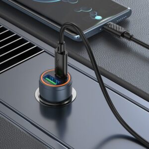 Hoco Z57A Glorious PD30W+QC3.0 car charger set(C to C) metal gray