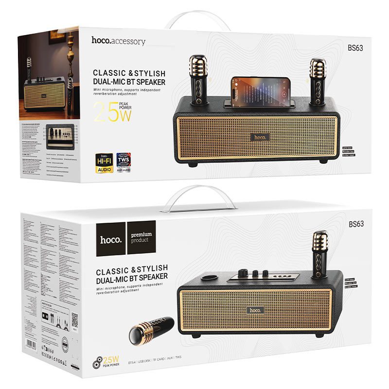 Hoco BS63 Graceful wireless dual-mic BT speaker black - imagine 2