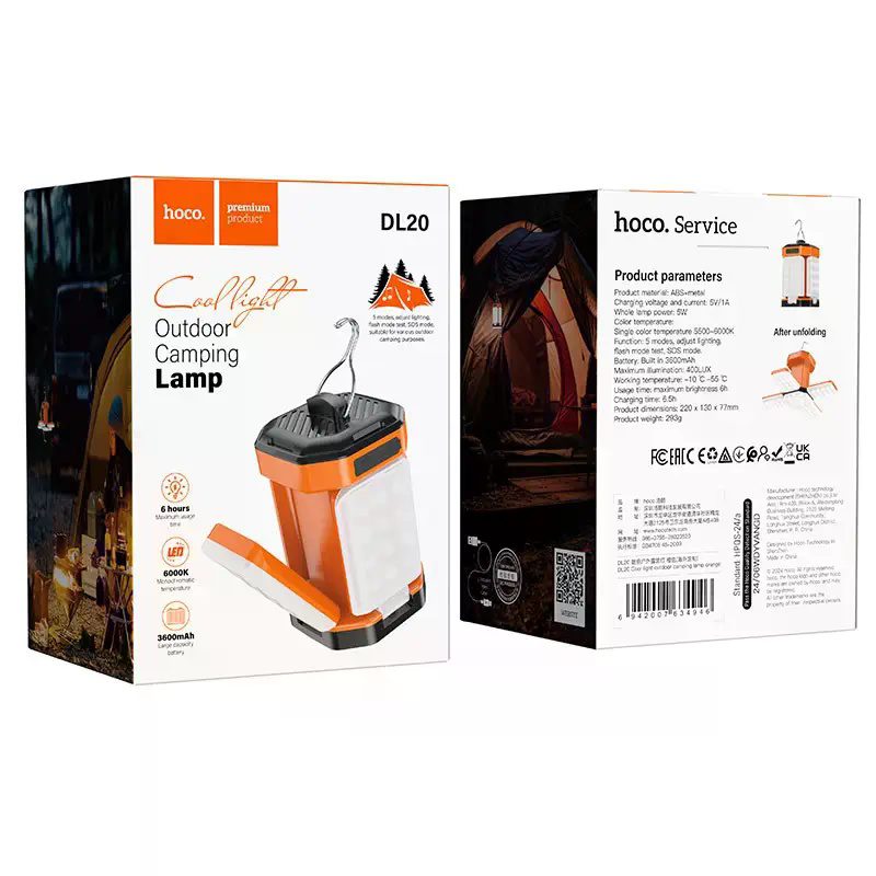 Hoco DL20 Cool light outdoor camping lamp orange - imagine 5