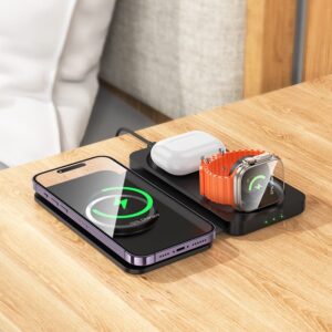 Hoco CQ13 Triumph 3-in-1 travel folding wireless fast charger black