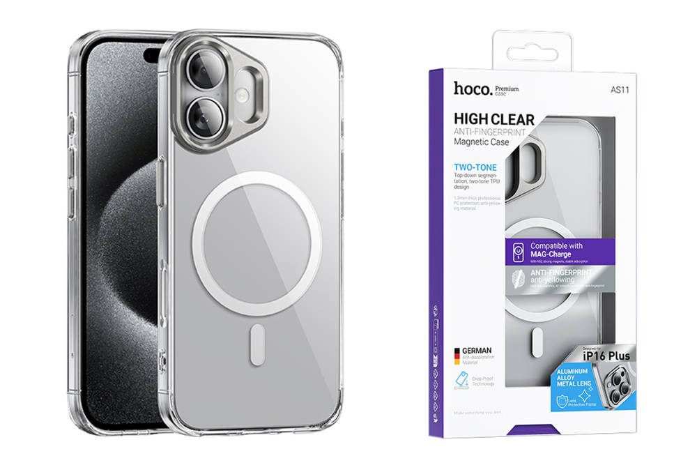 Hoco Vip magnetic protective case iP16(AS11) transparent black - imagine 3