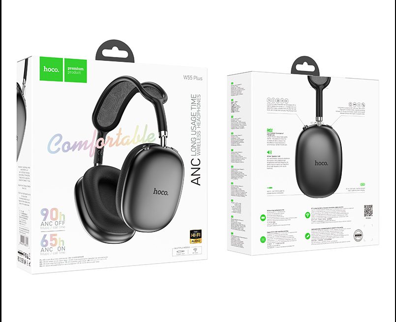 Hoco W55 Plus Happiness ANC noise reduction BT headphones deep space gray - imagine 4