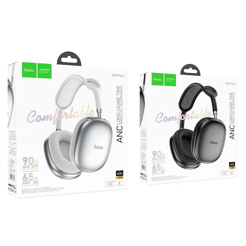 Hoco W55 Plus Happiness ANC noise reduction BT headphones silver - imagine 4
