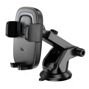Hoco HW32 Crown push-type wireless charging car holder(center console) black metal gray