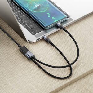 Hoco U139 C to C+C 100W fast charging data cable black