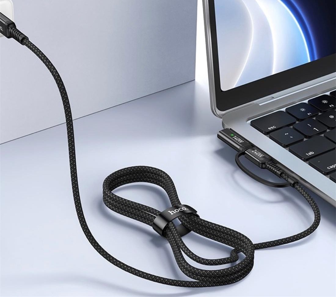 Hoco U142 2-in-1 magnetic charging data cableC to C/Mag3 black