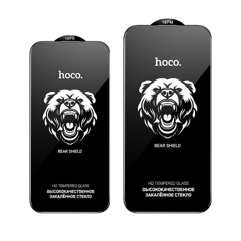 Hoco Bear Shield full screen HD tempered glass iP16 Pro Max(A777) black