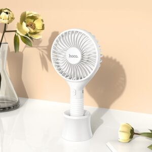 Hoco DF13 Retractable folding fan with night light dual-purpose white