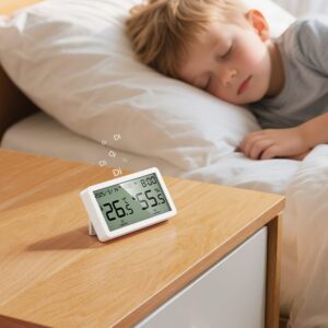 Hoco HX42 indoor electronic alarm clock thermometer and hygrometer white