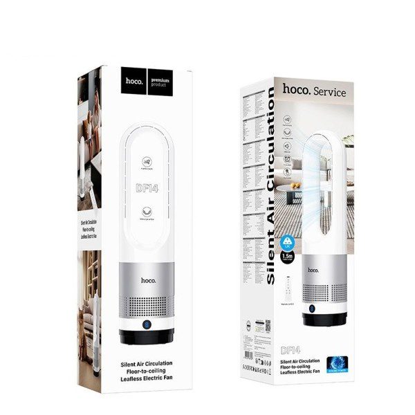 Hoco DF14 silent air circulation floor-to-ceiling leafless electric fan(EU) white - imagine 3