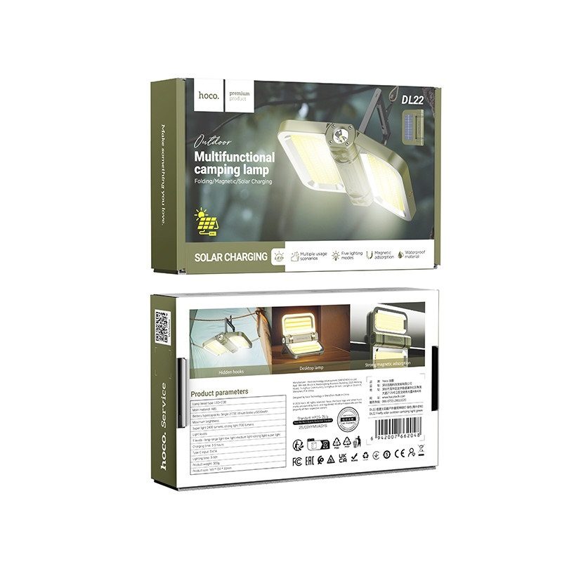 Hoco DL22 Firefly solar outdoor camping light green - imagine 2