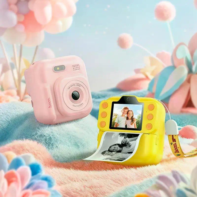 Hoco DV211 Dual camera children printing camera yellow - imagine 2