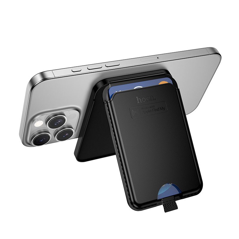 Hoco E91I Tiger smart anti-lost magnetic card holder(rechargeable) black - imagine 2