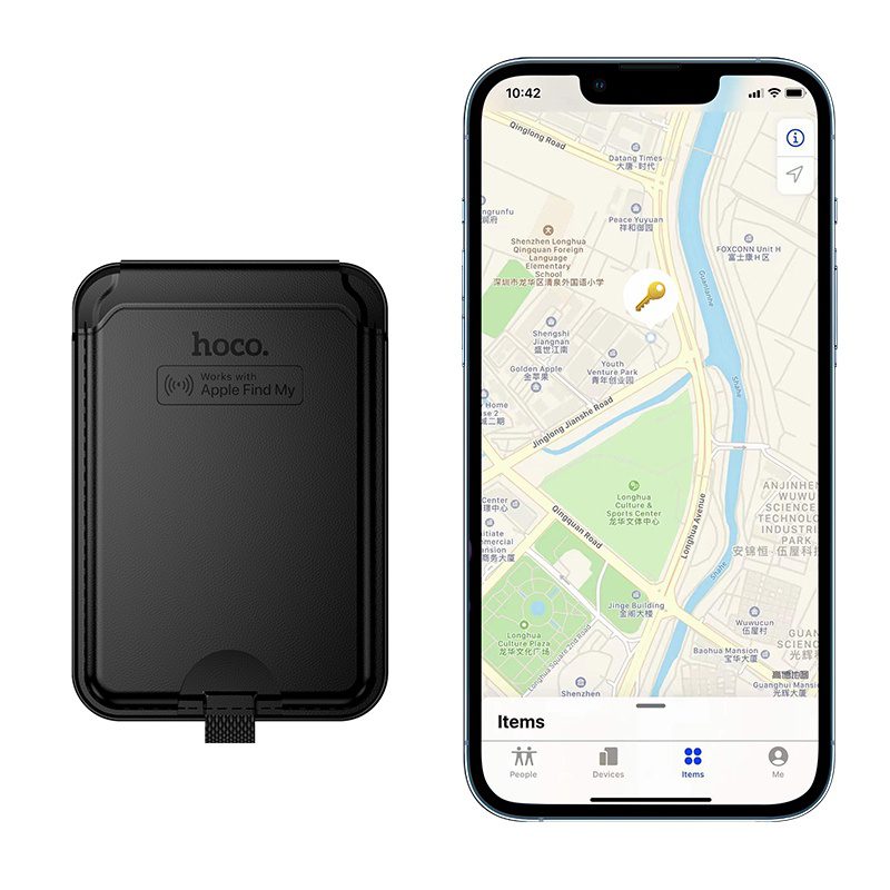 Hoco E91I Tiger smart anti-lost magnetic card holder(rechargeable) black