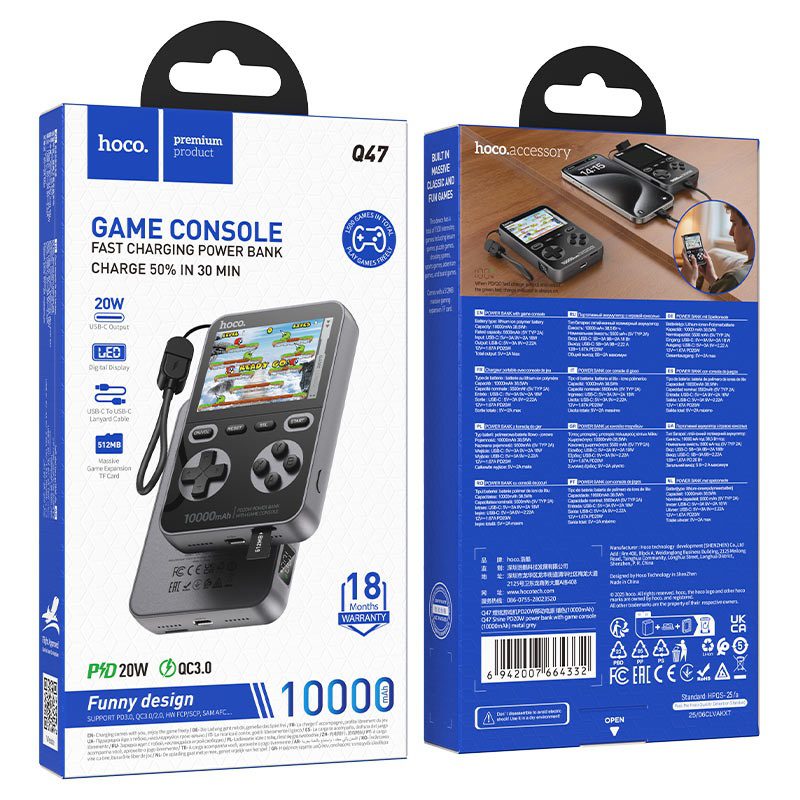 Hoco Q47 Shine PD20W power bank with game console(10000mAh) metal gray - imagine 3