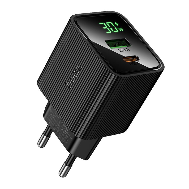 Hoco CS84A Excellent PD30W+QC3.0 charger with digital display(EU) black - imagine 2