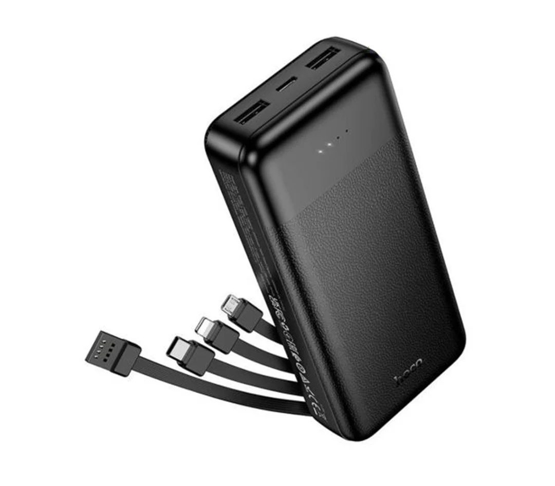 Hoco J163A Wonderful power bank with 4 cables(20000mAh) black - imagine 2