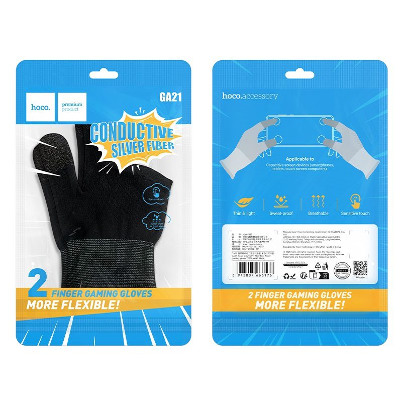 Hoco GA21 Eagle Claw silver fiber two-finger gaming gloves(2PCS pack) black - imagine 2