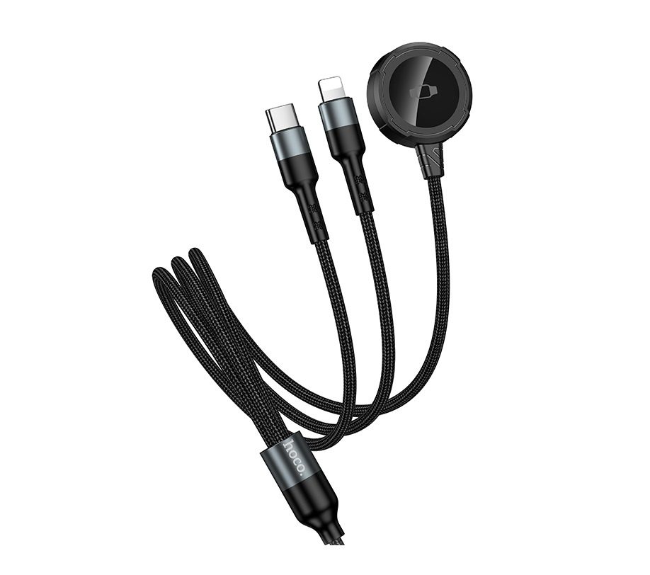Hoco CW64 iWatch+Type-C+iP 3-in-1 charging cable black