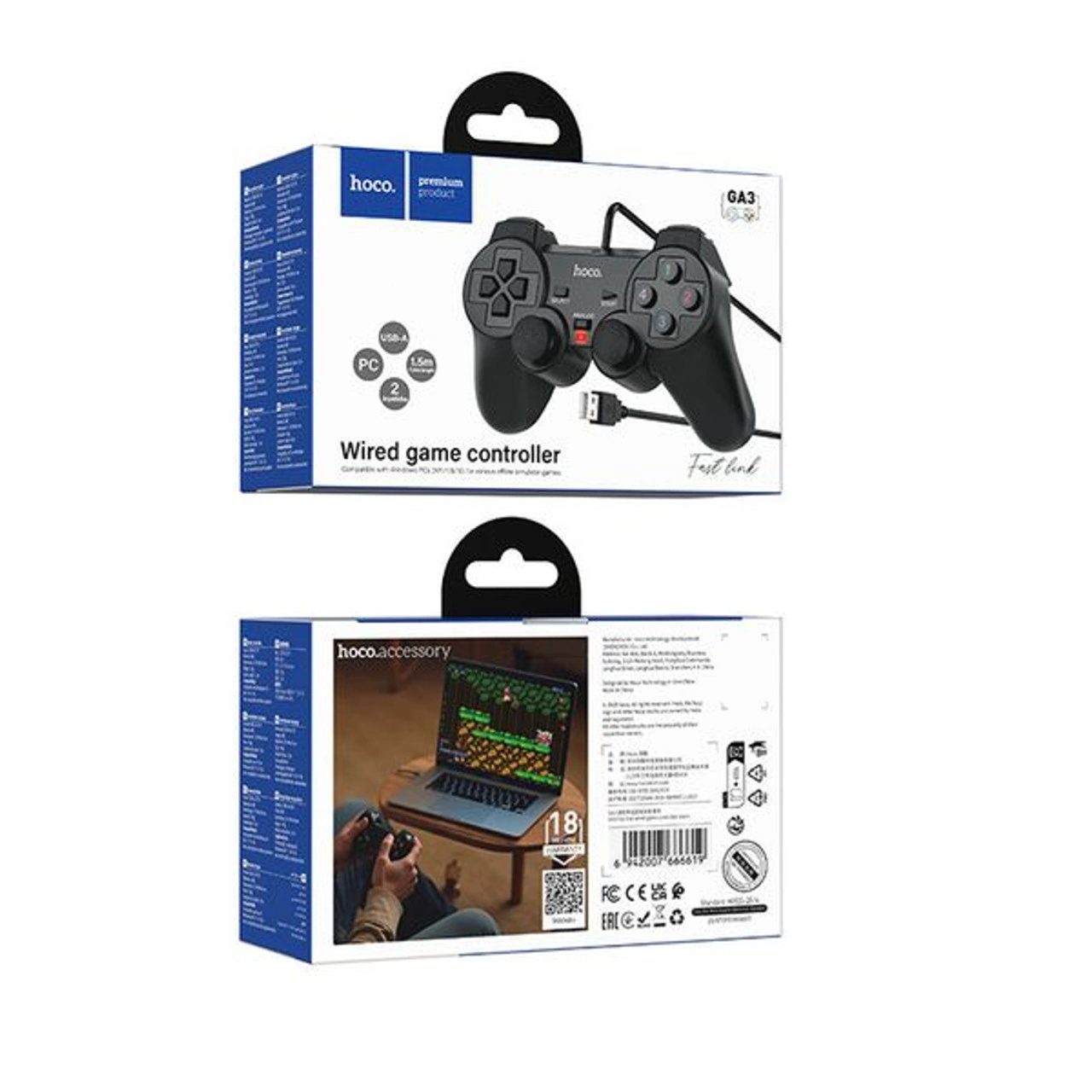 Hoco GA3 Fast link wired game controller black - imagine 2
