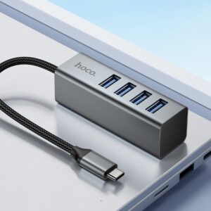 Hoco HB1C 4-in-1 converter(Type-C to USB3.0*4) metal gray