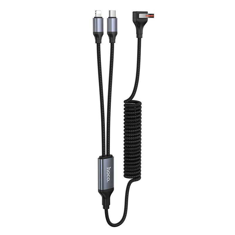 Hoco DU60 Jasmine USB 2-in-1 spring charging data cable black
