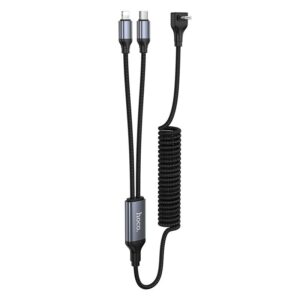 Hoco DU60 Jasmine Type-C 2-in-1 spring charging data cable black