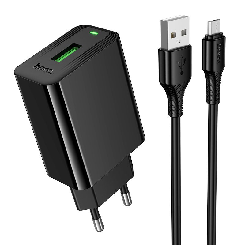Hoco CS92A Leader single port QC3.0 charger set(Micro)(EU) black