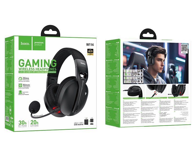 Hoco W114 Magic four-mode gaming headphones black - imagine 2