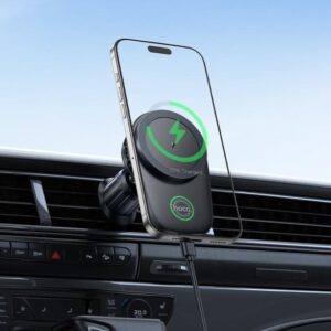 Hoco HW36 electric rotating magnetic wireless fast charging car holder(air outlet) black