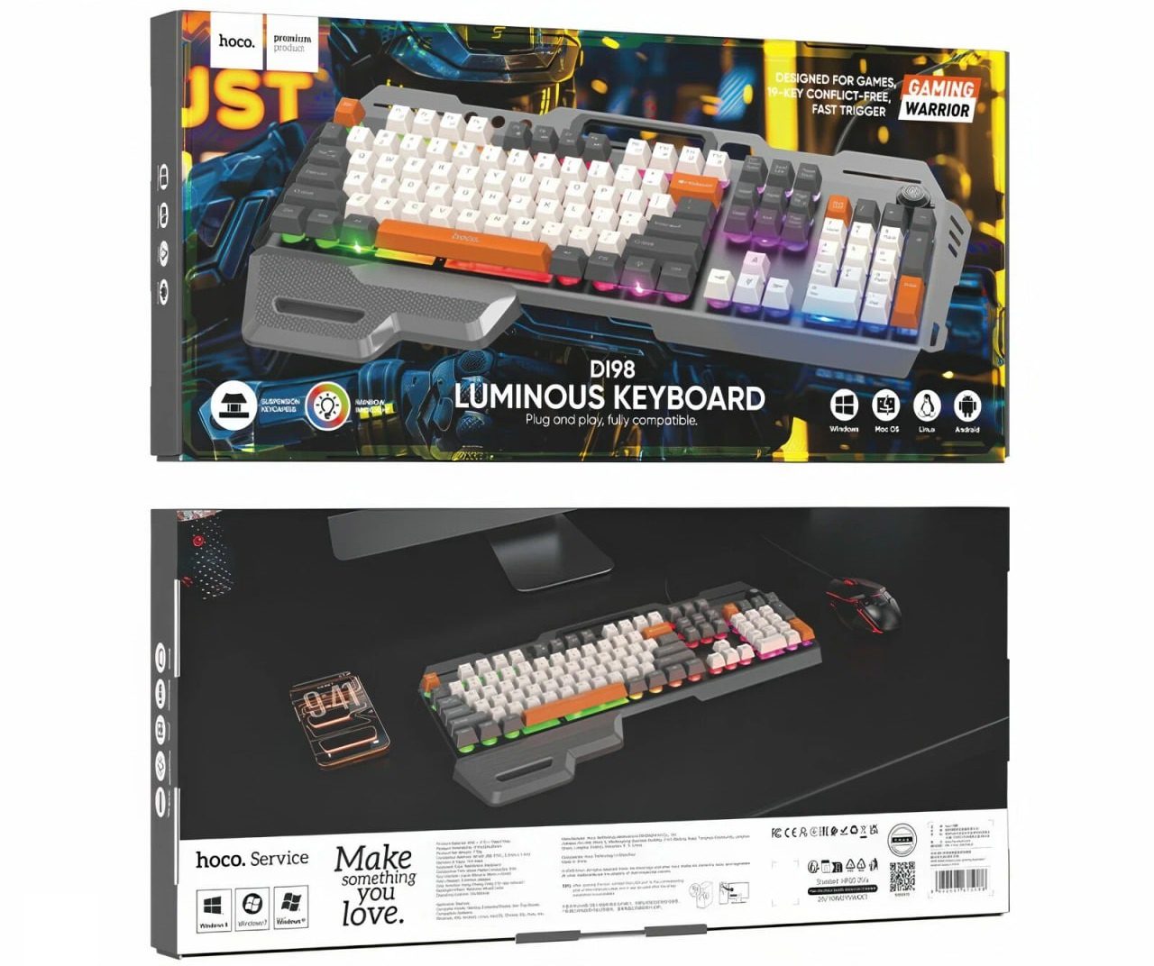 Hoco DI98 Wired metal cover gaming keyboard(Ukrainian and Russian version) black - imagine 2