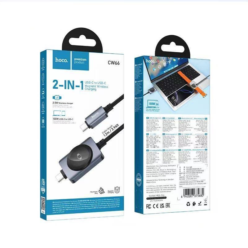 Hoco CW66 PD100W+iWatch 2-in-1 charging cable black - imagine 2