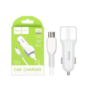 Hoco Z23 grand style dual-port car charger set with Micro cable white