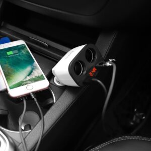 Hoco Z28 Power ocean cigarette lighter in-car charger with digital display white