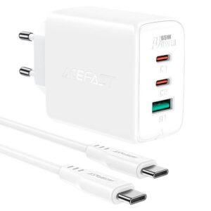 ACEFAST A13 PD65W(USB-C+USB-C+USB-A) 3-port charger set,white (EU)