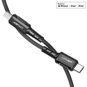 ACEFAST C1-01 USB-C to Lightning aluminum alloy charging data cable,black