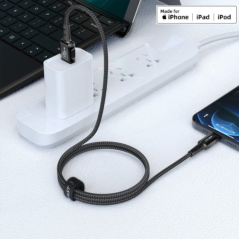 ACEFAST C1-02 USB-A to Lightning aluminum alloy charging data cable,black - imagine 4