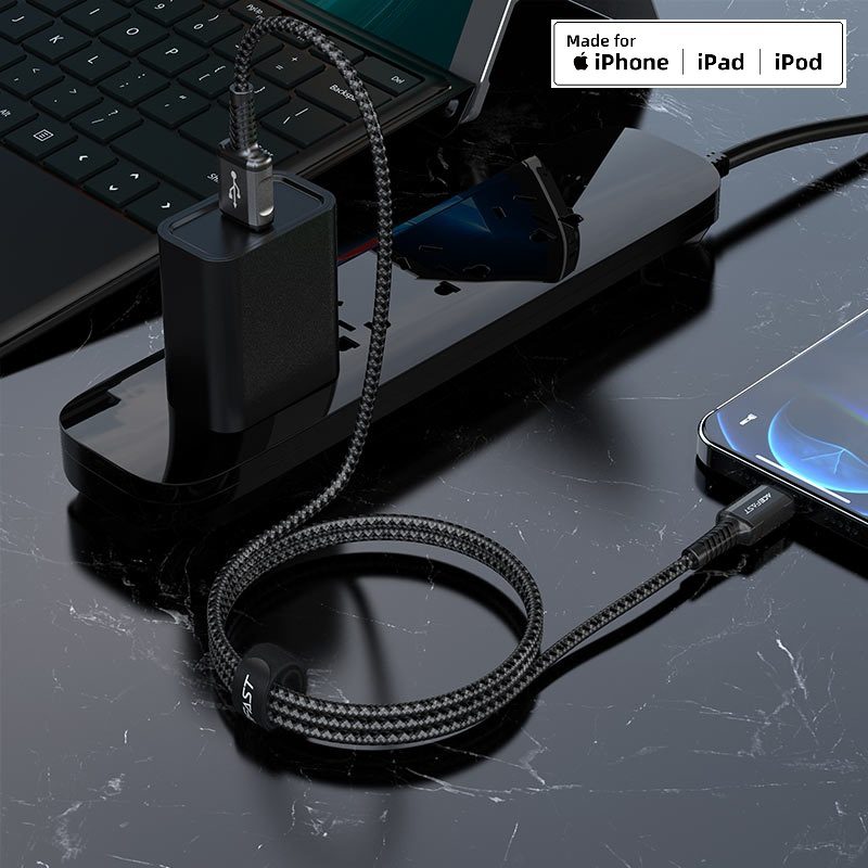 ACEFAST C1-02 USB-A to Lightning aluminum alloy charging data cable,black - imagine 5