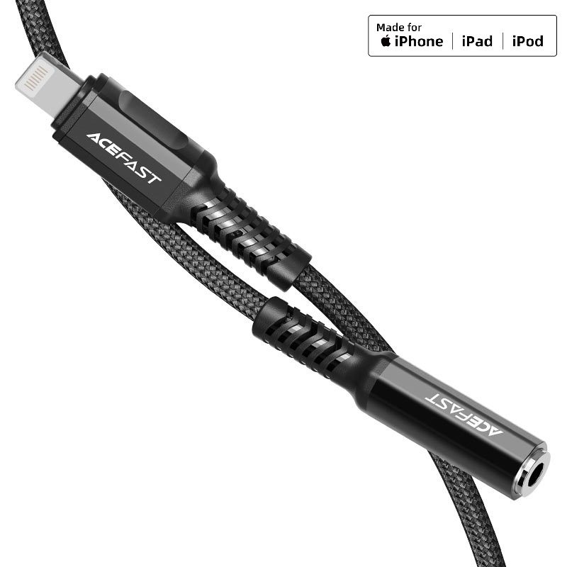 ACEFAST C1-05 Lightning to 3.5mm aluminum alloy headphones adapter cable,black - imagine 4