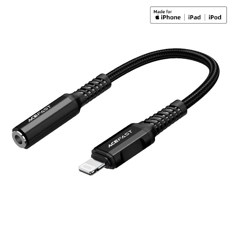 ACEFAST C1-05 Lightning to 3.5mm aluminum alloy headphones adapter cable,black