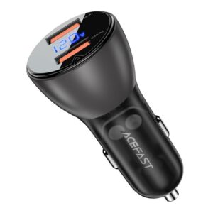 ACEFAST B7 metal car charger 45W (USB-A + USB-A) with digital display transparent,black