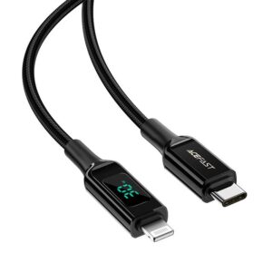 ACEFAST C6-01 USB-C to Lightning zinc alloy digital display braided charging data cable, black