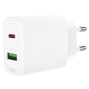 ACEFAST A25 PD20W (USB-C+USB-A) dual port charger,white (EU)
