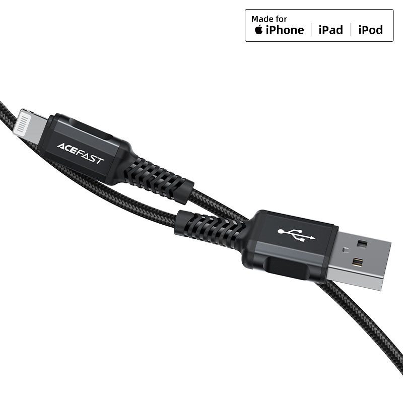 ACEFAST C4-02 USB-A to Lightning aluminum alloy charging data cable, (1.8m) black - imagine 4