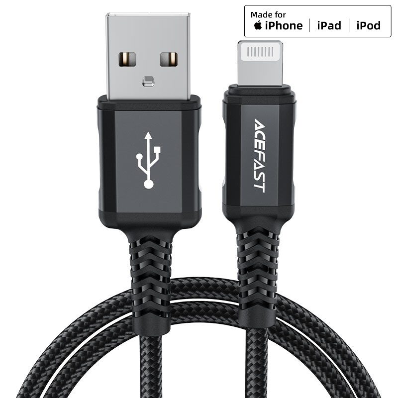 ACEFAST C4-02 USB-A to Lightning aluminum alloy charging data cable, (1.8m) black - imagine 5