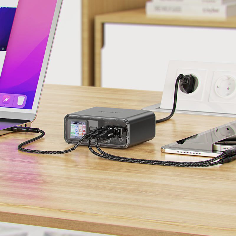 ACEFAST Z4 PD218W GaN (3*USB-C+USB-A) desktop charging adapter,space gray (EU) - imagine 2