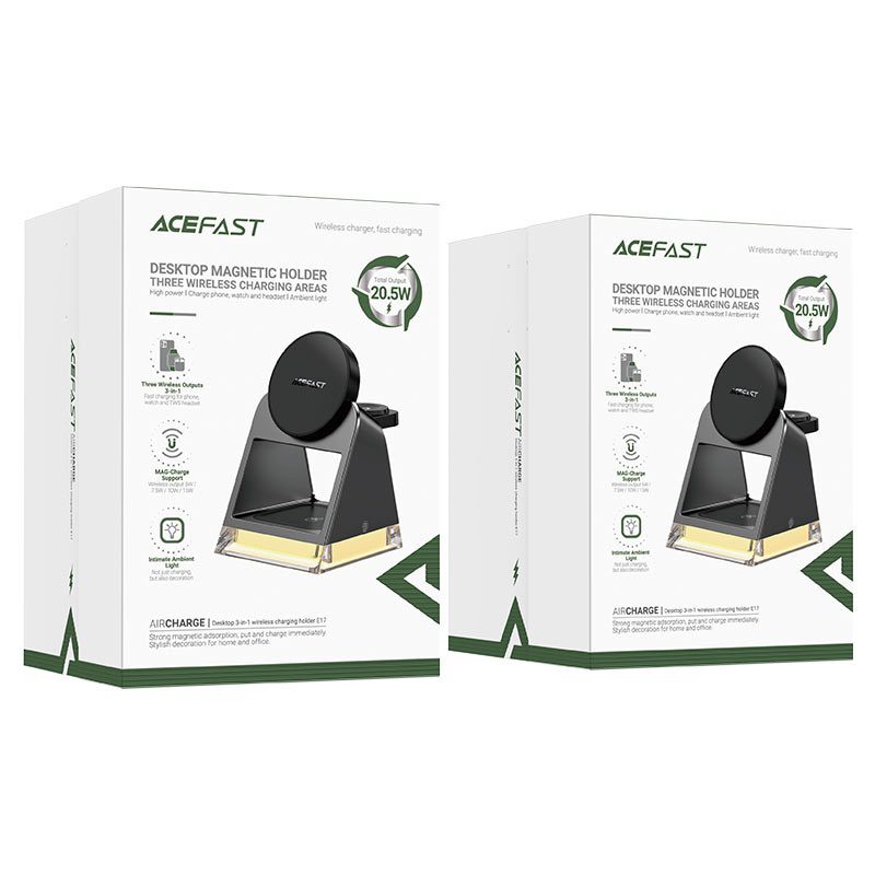ACEFAST E17 desktop 3-in-1 wireless charging holder,black - imagine 6