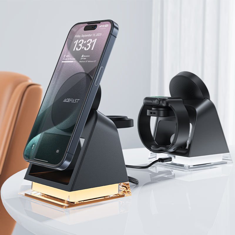 ACEFAST E17 desktop 3-in-1 wireless charging holder,black