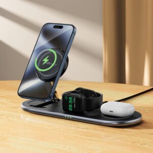 ACEFAST E19 Qi2 desktop 3-in-1 wireless charging holder,black