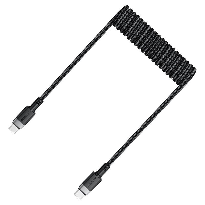 ACEFAST C14-03 USB-C to USB-C spring charging data cable,black - imagine 2